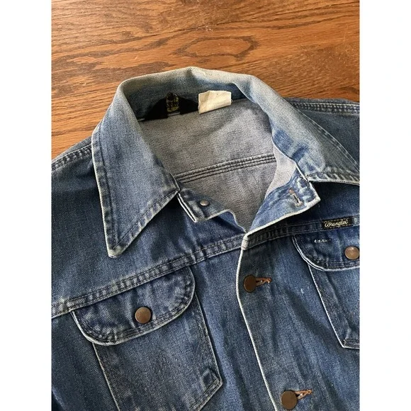 Vintage 1970s Wrangler 126MJ No Fault Denim Jacket Size 42 Cowboy Trucker USA